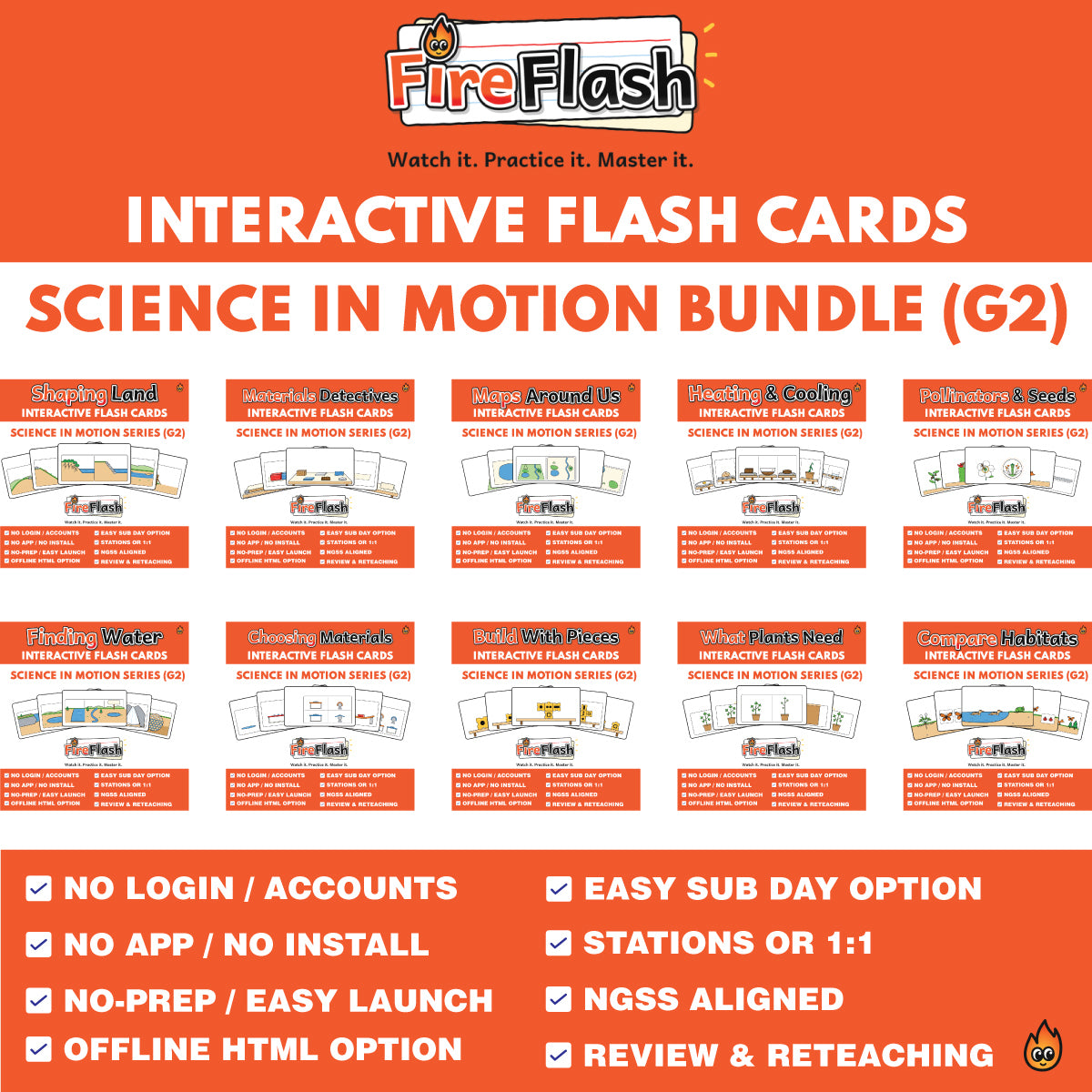FireFlash | Grade 2 Science in Motion Animated Flash Cards Bundle