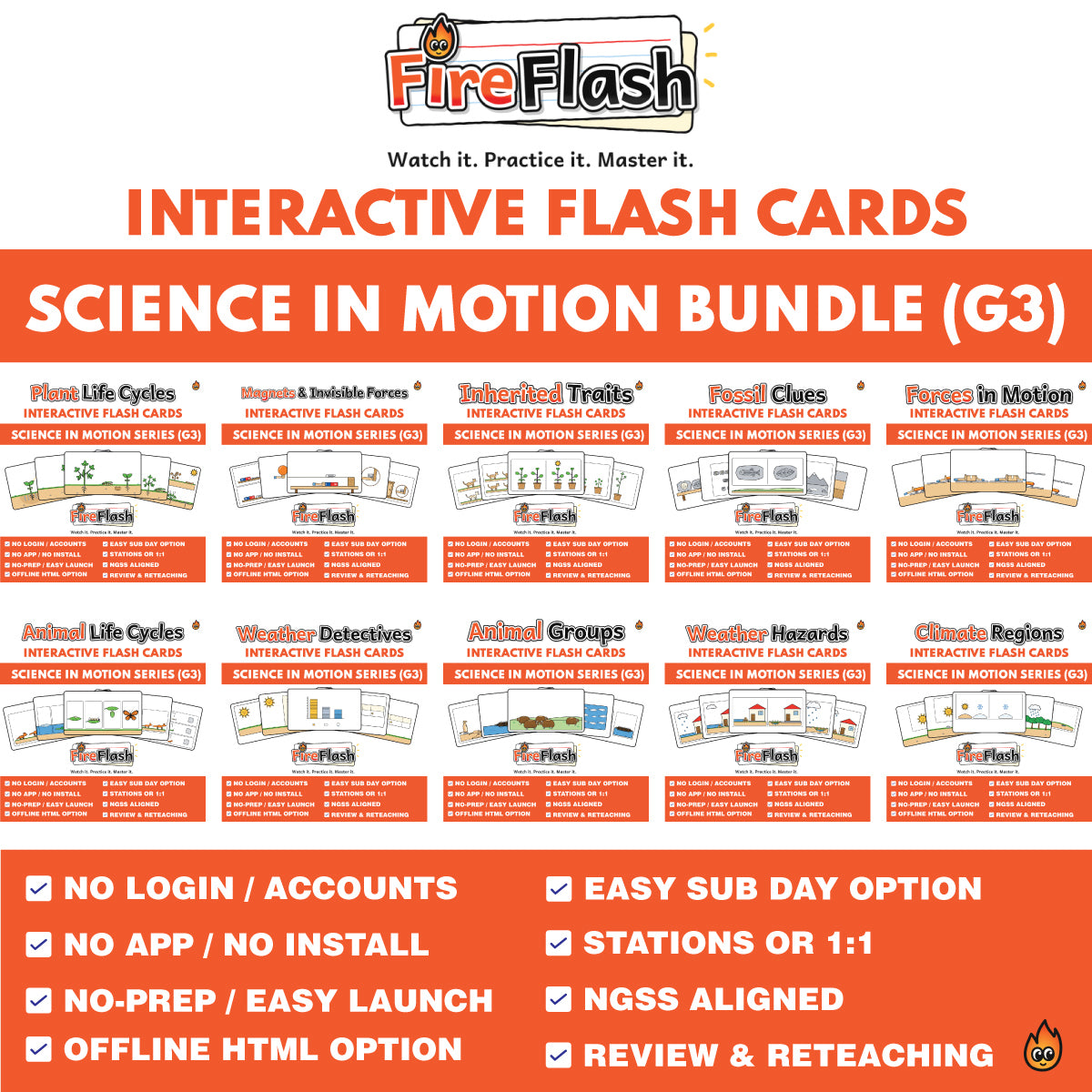 Grade 3 Animated Science Cards | Full Series Bundle | FireFlash