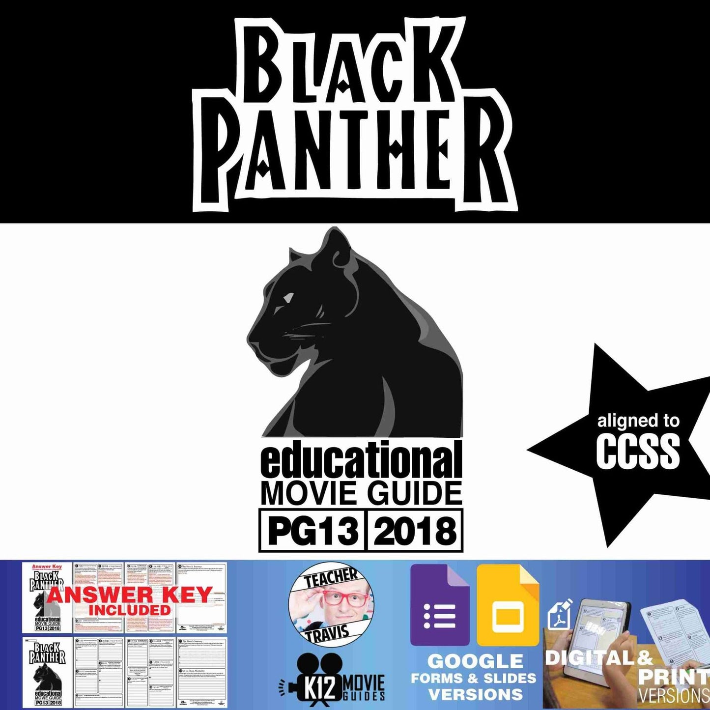 Black Panther Movie Guide | Questions | Worksheet | Google Formats (PG13 - 2018)