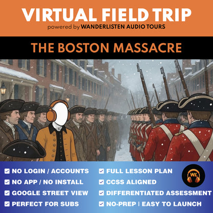 Boston Massacre Virtual Field Trip App Lesson | Audio + Map + Quiz cover image