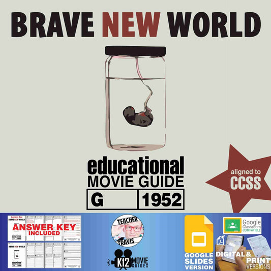 Brave New World Movie Guide | Worksheet | Questions | Google Slides (TV - 1998) Cover