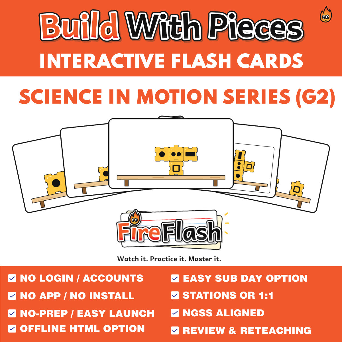 FireFlash | Build With Pieces | Grade 2 Animated Science Cards