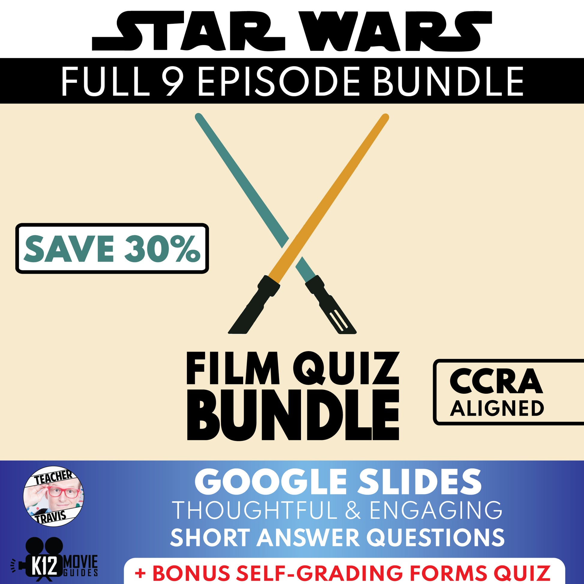 Star Wars Saga Film Quiz & Movie Worksheet Bundle | All 9 Episodes | SAVE 30%