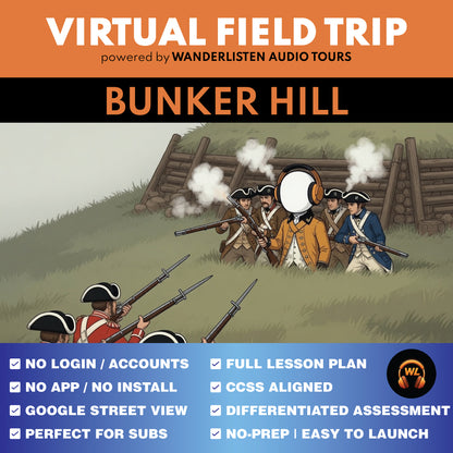 Bunker Hill Virtual Field Trip App Lesson | Audio + Map + Quiz cover image