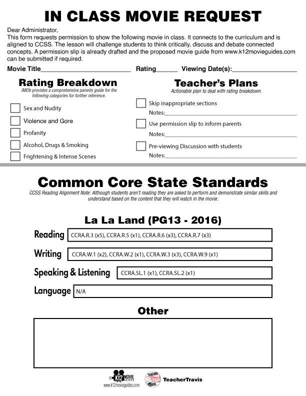 La La Land Movie Guide | Questions | Worksheet | Google Slides (PG13 - 2016) CCSS