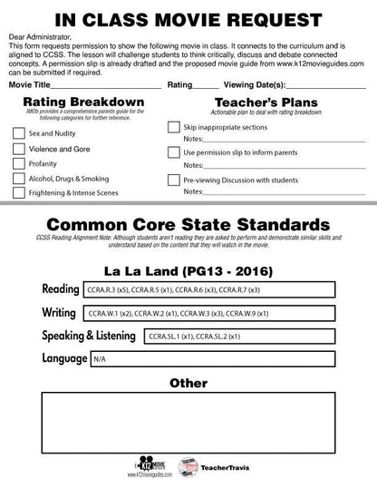La La Land Movie Guide | Questions | Worksheet | Google Slides (PG13 - 2016) CCSS