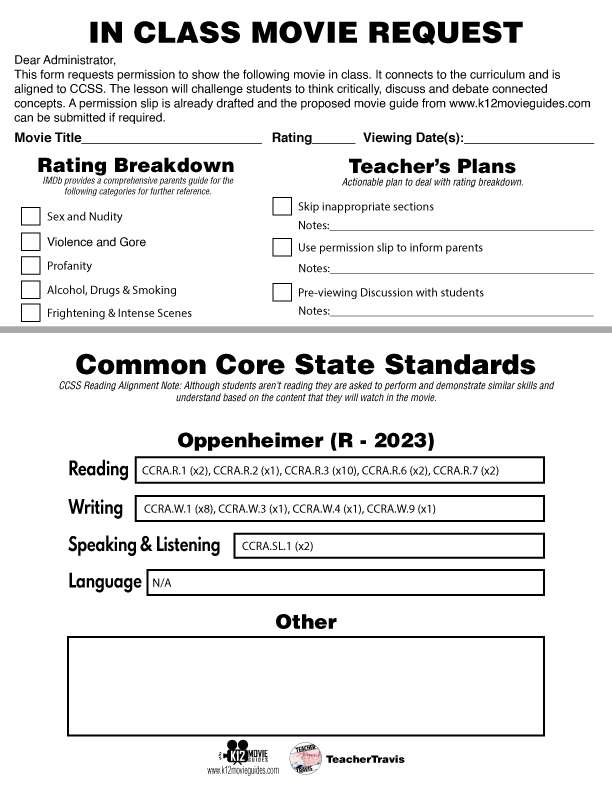 Oppenheimer Movie Guide (R - 2023) CCSS
