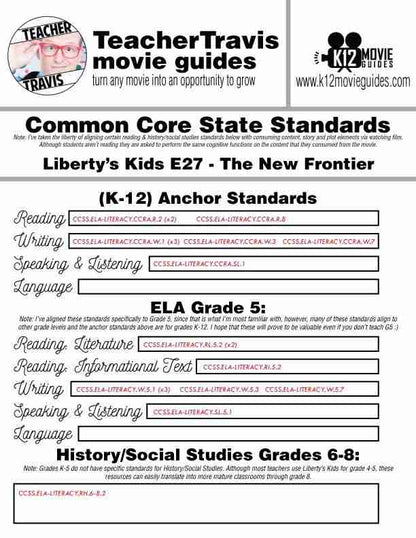Liberty's Kids | The New Frontier Episode 27 (E27) - Movie Guide | Worksheet Free Sample