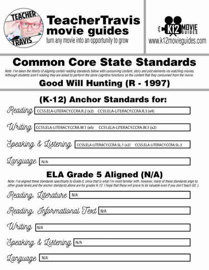 Good Will Hunting Movie Guide | Questions | Worksheet | Answer Key (R - 1997) CCSS Alignment