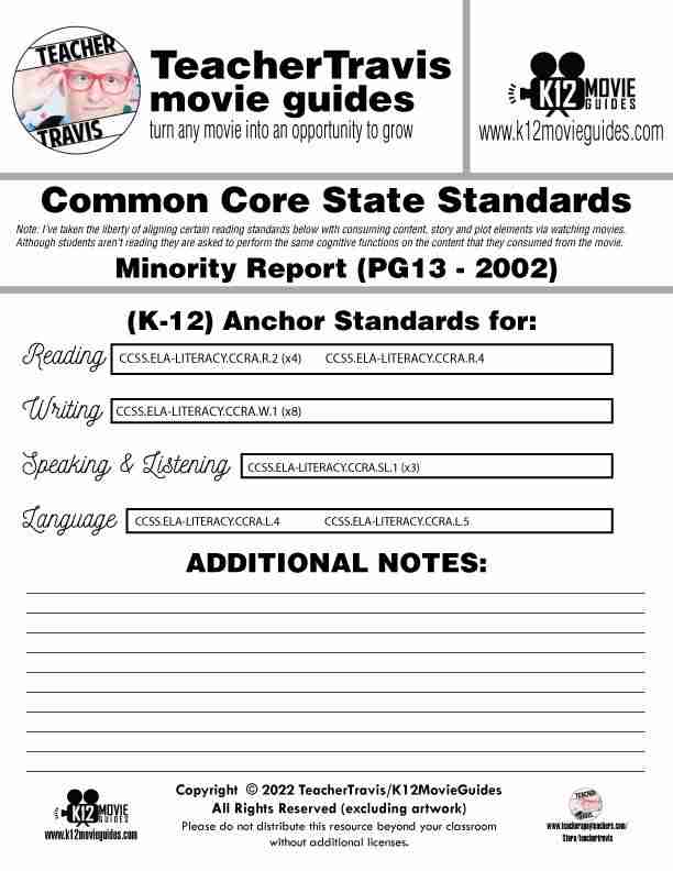 Minority Report Movie Guide | Worksheet | Questions | Google Slides (PG13 - 2002) CCSS