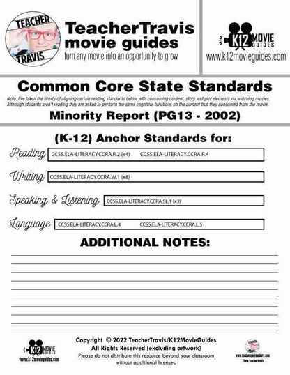 Minority Report Movie Guide | Worksheet | Questions | Google Slides (PG13 - 2002) CCSS