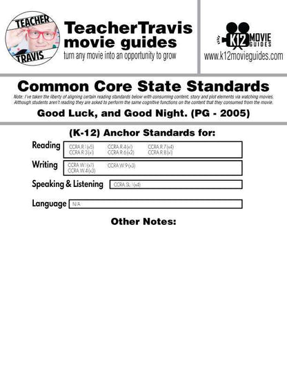 Good Night, and Good Luck. Movie Guide | Journalism | Ethics (PG - 2005) CCSS