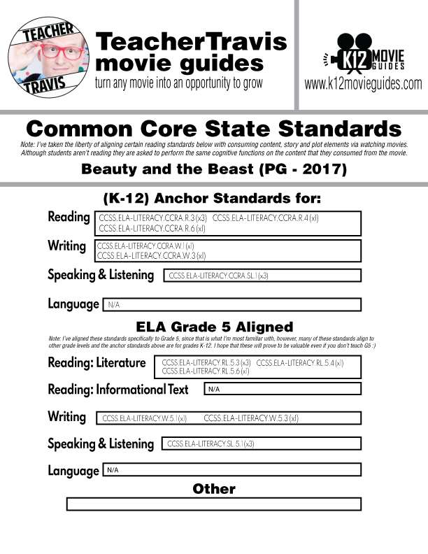 Movie Guide made for Beauty and the Beast (PG-2017) CCSS