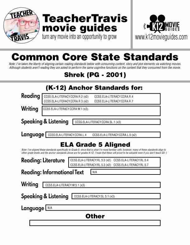 Shrek Movie Guide in Spanish | Español | Questions | (PG - 2001) CCSS