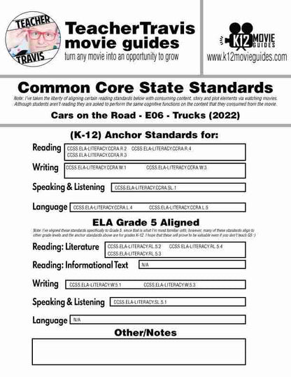 Pixar Short - Cars on the Road - E06 - Trucks Video Guide (2022) CCSS