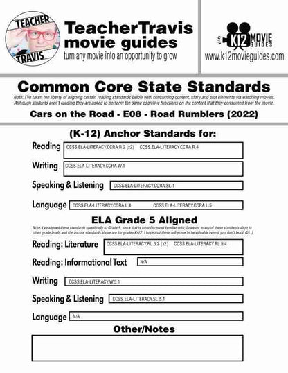 Pixar Short - Cars on the Road - E08 - Road Rumblers Video Guide (2022) CCSS
