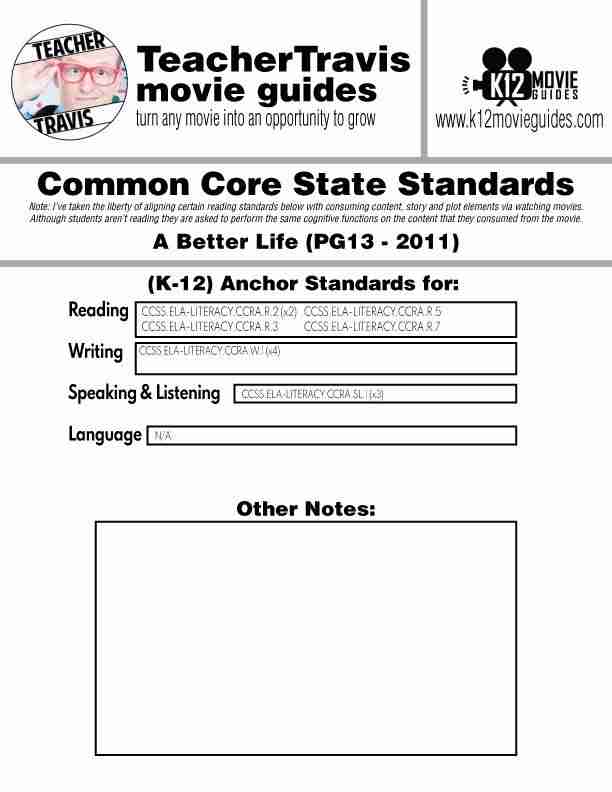 A Better Life Movie Guide in Spanish | Español | Immigration (PG13 - 2011) CCSS