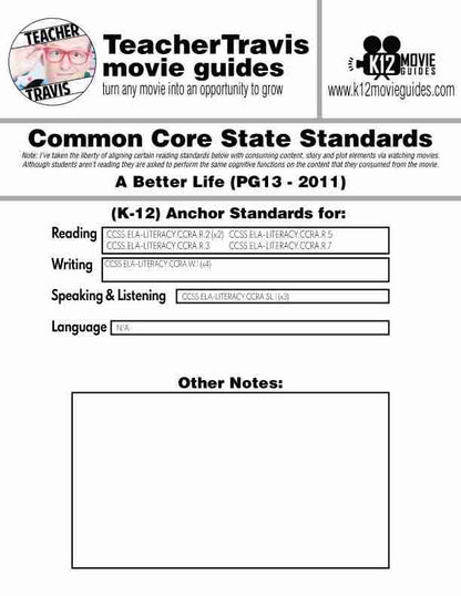 A Better Life Movie Guide in Spanish | Español | Immigration (PG13 - 2011) CCSS