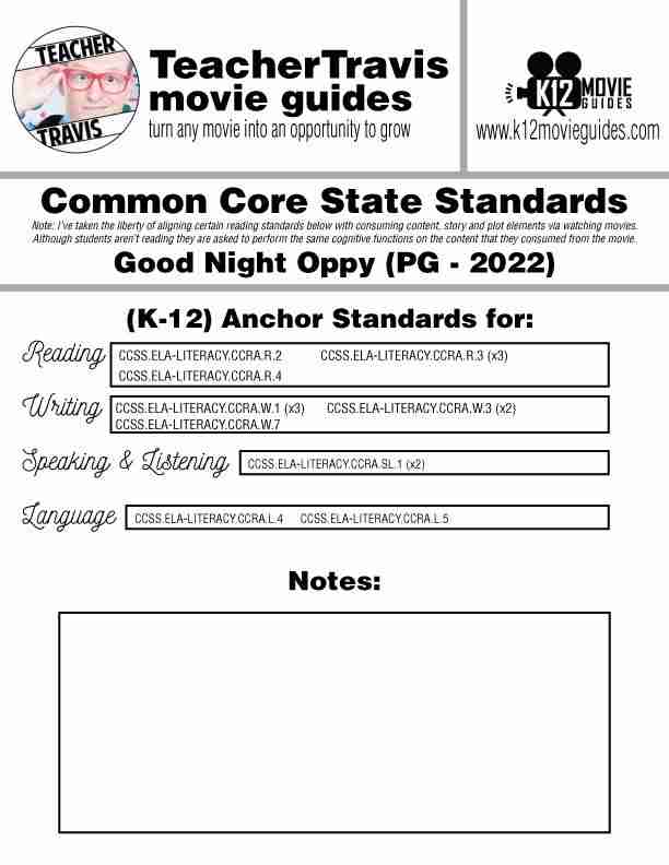 Good Night Oppy Movie Guide | Worksheet | Questions (PG - 2022) CCSS