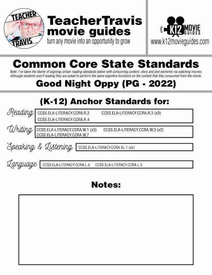 Good Night Oppy Movie Guide | Worksheet | Questions (PG - 2022) CCSS
