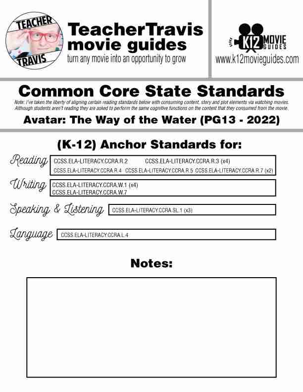 Avatar: The Way of the Water Movie Guide | Worksheet | Questions (PG13 - 2022) CCSS
