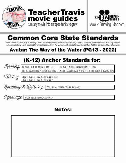 Avatar: The Way of the Water Movie Guide | Worksheet | Questions (PG13 - 2022) CCSS