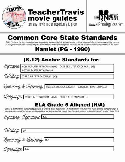 Hamlet Movie Guide | Questions | Worksheet | Google Slides (PG - 1990) CCSS
