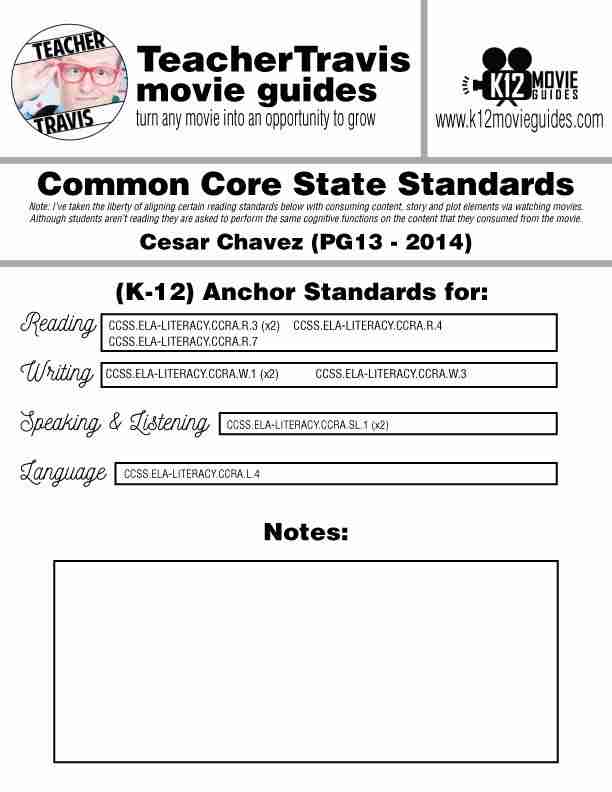 Cesar Chavez Movie Guide (PG13 - 2014) Spanish | Español | Worker's Rights | CCSS