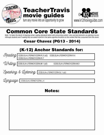 Cesar Chavez Movie Guide (PG13 - 2014) Spanish | Español | Worker's Rights | CCSS