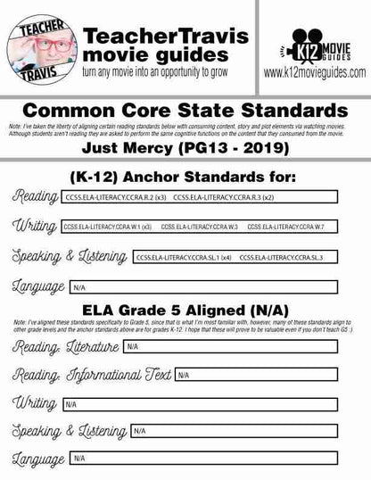 Just Mercy Movie Guide | Questions | Worksheet (PG13 - 2019) CCSS Alignment