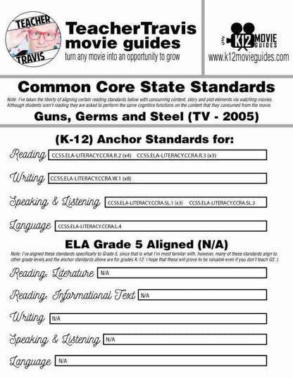 Guns, Germs and Steel Movie Documentary Guide | Questions | Google Forms (2005) CCSS Alignment