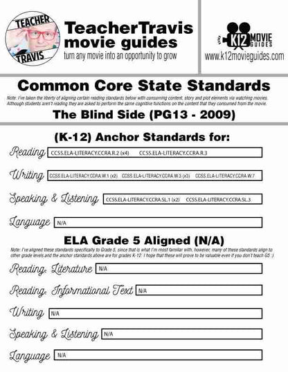 The Blind Side Movie Guide | Questions | Worksheet (PG13 - 2009) CCSS Alignment