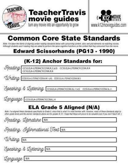 Edward Scissorhands Movie Guide | Questions | Worksheet | Google (PG13 - 1990) CCSS