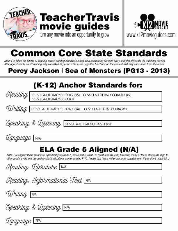 Percy Jackson: Sea of Monsters Movie Guide | Questions | Worksheet (PG - 2013) CCSS