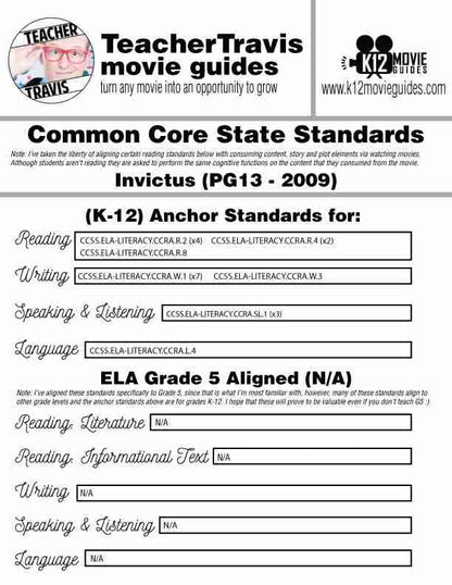 Invictus Movie Guide | Questions | Worksheet | Google Form (PG13 - 2009) CCSS Alignment