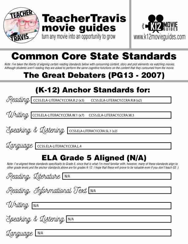 The Great Debaters Movie Guide | Questions | Worksheet | Google Form (PG13 - 2007) CCSS Alignment