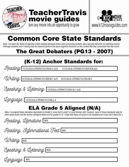The Great Debaters Movie Guide | Questions | Worksheet | Google Form (PG13 - 2007) CCSS Alignment