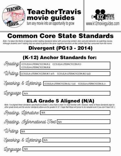 Divergent Movie Guide | Questions | Worksheet | Google Form (PG13 - 2013) CCSS Alignment