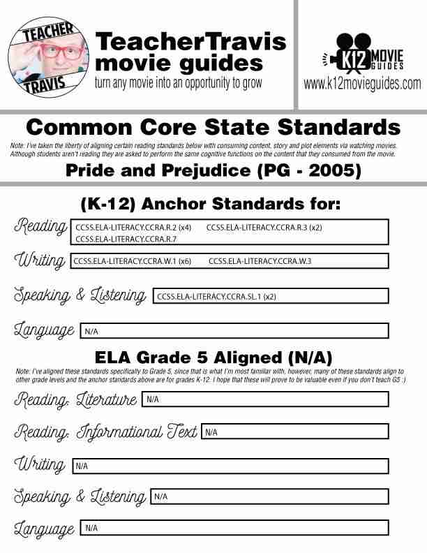 Pride and Prejudice Movie Guide | Worksheet | Questions | Google Classroom (PG - 2005) CCSS