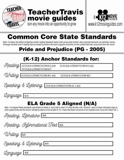 Pride and Prejudice Movie Guide | Worksheet | Questions | Google Classroom (PG - 2005) CCSS