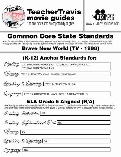 Brave New World Movie Guide | Worksheet | Questions | Google Slides (TV - 1998) CCSS