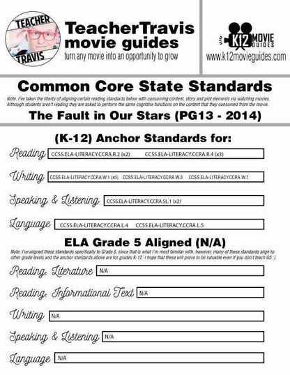 The Fault in Our Stars Movie Guide | Questions | Worksheet (PG13 - 2014) CCSS