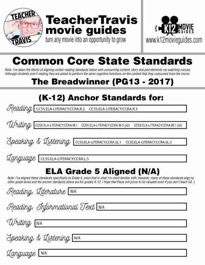 The Breadwinner Movie Guide | Questions | Worksheet (PG13 - 2017) CCSS Alignment