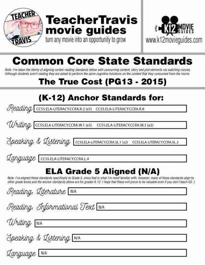 The True Cost Documentary Movie Guide | Questions | Google Forms (PG13 - 2015) CCSS Alignment
