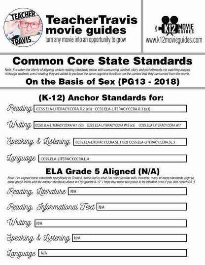 On the Basis of Sex Movie Guide | Questions | Worksheet (PG - 2018) CCSS Alignment