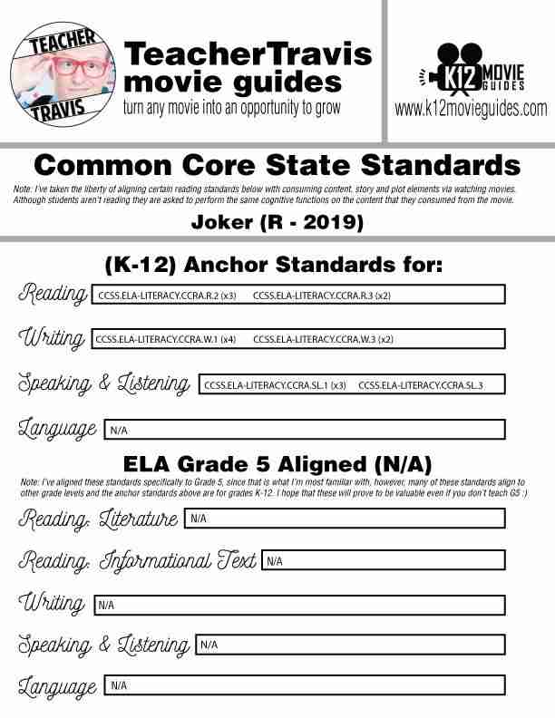 Joker Movie Guide | Questions | Worksheet (R - 2019) CCSS Alignment