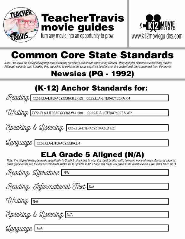 Newsies Movie Guide | Questions | Worksheet | Google Form (PG - 1992) CCSS Alignment