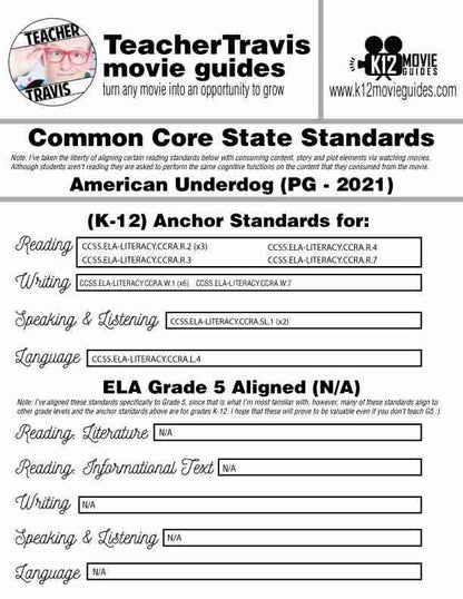 American Underdog Movie Guide | Worksheet | Google Slides (PG - 2021) | CCSS