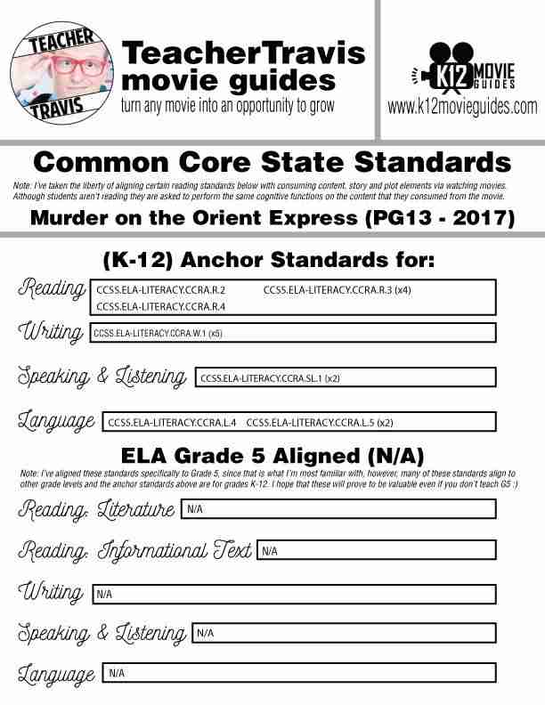 Murder on the Orient Express Movie Guide | Worksheet | Character Analysis (PG13 - 2017) CCSS