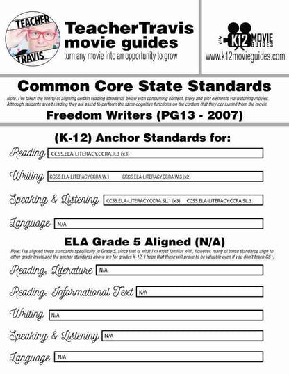 Freedom Writers Movie Guide | Questions | Worksheet (PG13 - 2007) CCSS Alignment